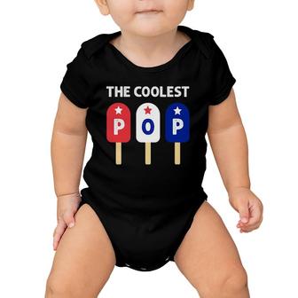 Mens The Coolest Pop Patriotic Red White Blue Popsicle Dad Men Baby Onesie | Mazezy
