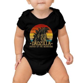Mens Vintage Dadzilla Father Of The Monsters Retro Sunset Baby Onesie | Mazezy