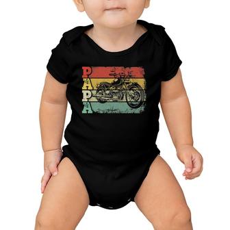 Mens Vintage Motorcycle Papa Biker Motorcycle Rider Father's Day Baby Onesie | Mazezy