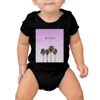 Miami 305 Palm Tree City Of Miami Miami Dade County Baby Onesie | Mazezy