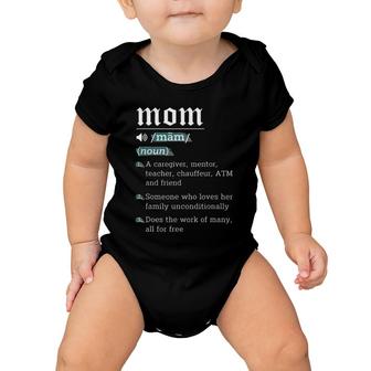 Mom Noun Definition Funny Mama Mothers Day Mother Love Wife Baby Onesie | Mazezy