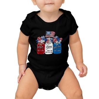 Mom Of Jacob, Ethan, Nana Of Kevin, Jack, Emma, Eva, Paul, Great Nana Of Anna, Shophia Mother's Day American Flag Floral Vases Baby Onesie | Mazezy