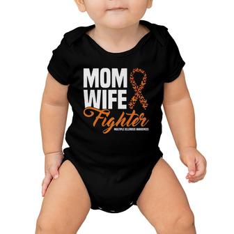 Mom Wife Fighter Orange Ribbon Multiple Sclerosis Awareness Baby Onesie | Mazezy