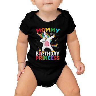 Mommy Of The Birthday Princess Unicorn Dabbing Baby Onesie | Mazezy