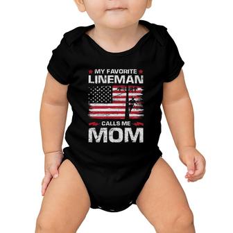 My Favorite Lineman Calls Me Mom Usa Flag Mother's Day Baby Onesie | Mazezy DE