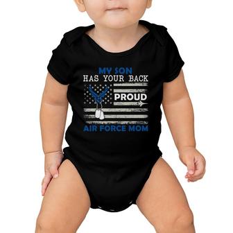My Son Has Your Back Proud Air Force Mom Pride Military Baby Onesie | Mazezy