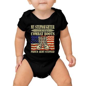 My Stepdaughter Wears Combat Boots Proud Army Stepdad Gift Baby Onesie | Mazezy