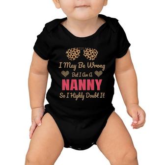 Nanny Leopard Print Cute Funny Saying Grandmother Gift Baby Onesie | Mazezy AU