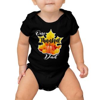 One Thankful Dad Thanksgiving Fall Maple Leaves Father Baby Onesie | Mazezy