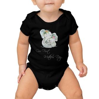 Our First Mothers Day Elephant Grandma Mothers Day Baby Onesie | Mazezy