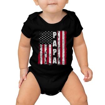 Papa American Flag Fathers Day 2021 Gift Baby Onesie | Mazezy