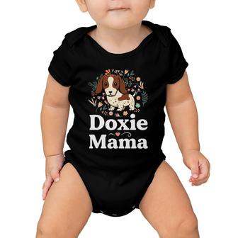 Piebald Dachshund Mom  Doxie Mama Floral Dog Lover Baby Onesie