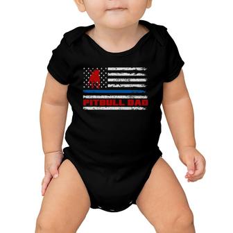 Pitbull Dad Mens - Proud American Pit Bull Dog Flag Baby Onesie | Mazezy
