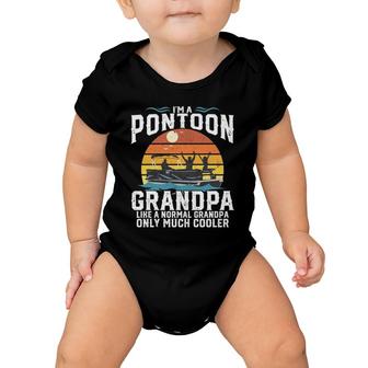 Pontoon Grandpa Captain Retro Funny Boating Father's Day Gift Baby Onesie | Mazezy