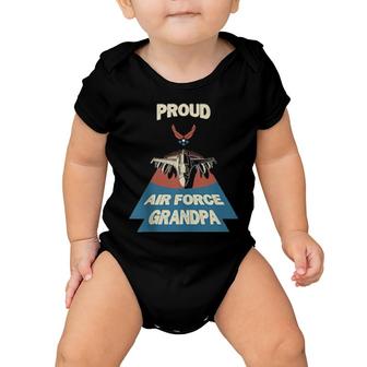 Proud Air Force Grandpa Vintage Military Family Veterans Baby Onesie | Mazezy