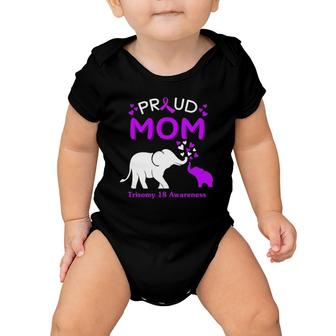 Proud Elephant Mom Trisomy 18 Awareness Baby Onesie | Mazezy