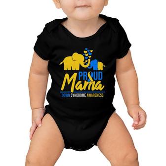 Proud Mama Mom Down Syndrome Awareness Day Cute Elephant T21 Gift Baby Onesie | Mazezy