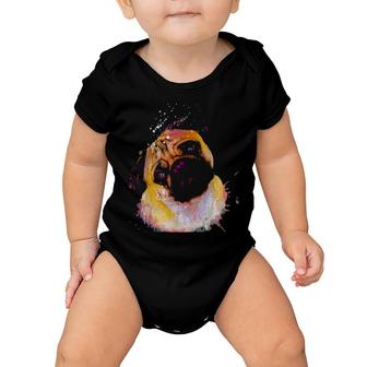 Pug Watercolors Dog Dogs Dog Mom Clothing Paws Doggy Baby Onesie | Mazezy