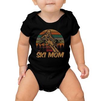 Retro Ski Mom Sunset Gift Mother Skier Fan Skiing Mama Baby Onesie | Mazezy