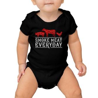 Smoke Meat Everyday Barbecue Grilling Bbq Smoker Dad Gift Baby Onesie | Mazezy