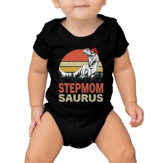 Stepmomsaurus Dinosaurrex Funny Matching Family Saurus Baby Onesie | Mazezy