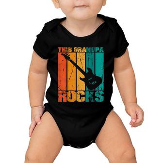 This Grandpa Rocks Design Fathers Day Birthday Guitar Baby Onesie | Mazezy