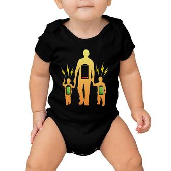 Tired Father Of Twins With Low Battery Baby Onesie | Mazezy