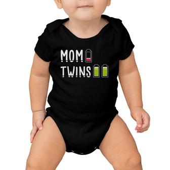Tired Mom Of Twins I Low Battery Charge I Tired Twins Mom Baby Onesie | Mazezy
