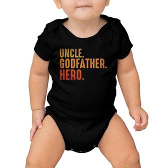 Uncle Gift Awesome Godfather Hero Family Tee Baby Onesie | Mazezy