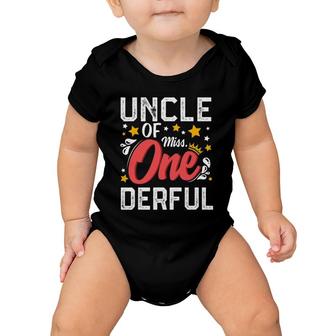 Uncle Of Miss Onederful First 1St Birthday Little Girl Baby Onesie | Mazezy