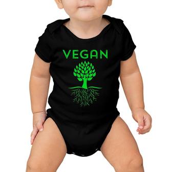 Vegan Tree Roots Green Vegetarian Love Mother Earth Organic Baby Onesie | Mazezy