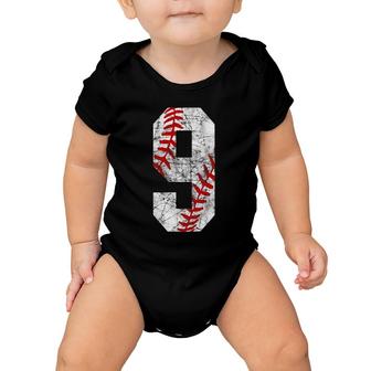 Vintage Baseball Mom 9 Jersey Baseball Player Number 9 Gift Baby Onesie | Mazezy
