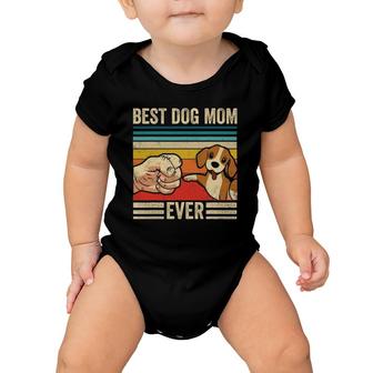 Vintage Best Dog Mom Ever Bump Fit Beagle Mom Mothers Day Baby Onesie | Mazezy