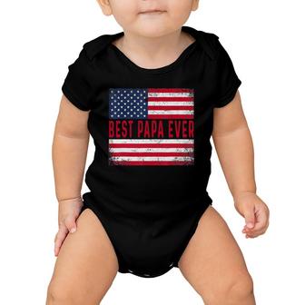Vintage Best Papa Ever American Flag Father's Day Gift Baby Onesie | Mazezy