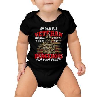 Vintage Dad Is A Veteran Father's Day Us Flag Family Baby Onesie | Mazezy