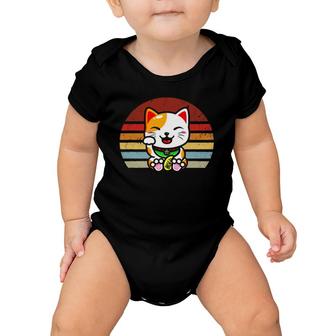 Vintage Japanese Lucky Cat Love-R Dad Mom Boy Girl Funny Baby Onesie | Mazezy
