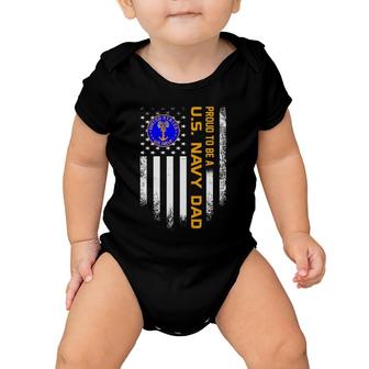 Vintage Usa American Flag Proud To Be Us Navy Military Dad Baby Onesie | Mazezy