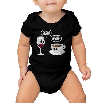 Wine Vs Coffee Funny Mother's Day Gift For Mom Baby Onesie | Mazezy