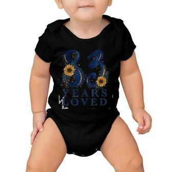 Womens 83 Years Old Grandma 83Rd Birthday Party 83 Years Loved V-Neck Baby Onesie | Mazezy