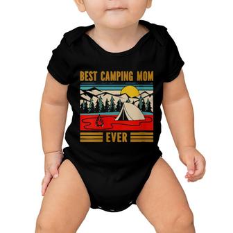 Womens Best Camping Mom Ever Family Tent Retro Vintage Baby Onesie | Mazezy
