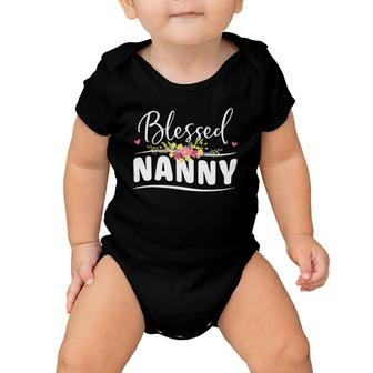Womens Blessed Nanny Floral Grandma Mother's Day Gift Baby Onesie | Mazezy