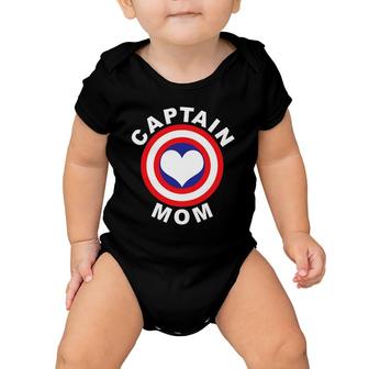 Womens Captain Mom Superhero Christmas Or Mother Birthday Gift Baby Onesie | Mazezy