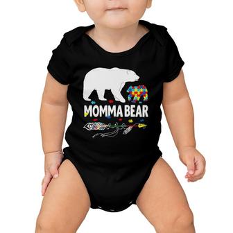 Womens Cute Momma Bear Autism Awareness Mother Autistic Family Baby Onesie | Mazezy
