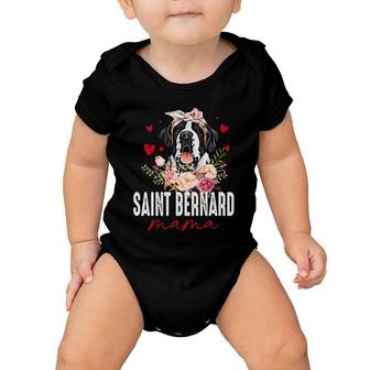 Womens Cute Saint Bernard Mom Flower Dog Lover Gift Baby Onesie | Mazezy