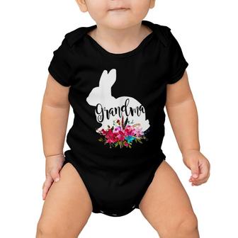 Womens Grandma Bunny Easter Rabbit Floral Design For Grandmother Baby Onesie | Mazezy