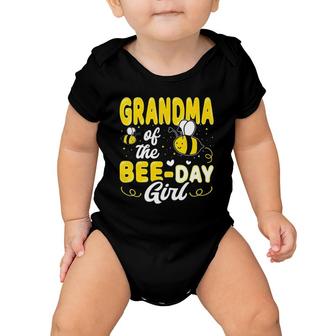Womens Grandma Of The Bee Day Girl Hive Party Matching Birthday V-Neck Baby Onesie | Mazezy