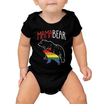 Womens Mama Bear Lgbt-Q Cute Rainbow Mothers Day Gay Pride Mom Gift V-Neck Baby Onesie | Mazezy
