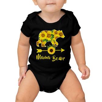 Womens Mama Bear Sunflower Gift Funny Mothers Day Mom And Aunt Gift V-Neck Baby Onesie | Mazezy