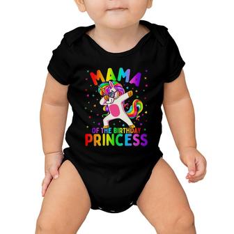 Womens Mama Of The Birthday Princess Girl Dabbing Unicorn Mom V-Neck Baby Onesie | Mazezy