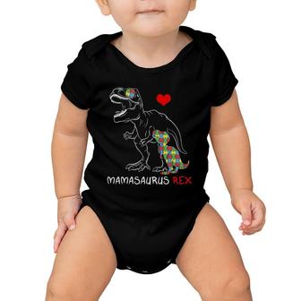 Womens Mamasaurus Rex Autism Awareness Autistic Kids Mother's Day Baby Onesie | Mazezy